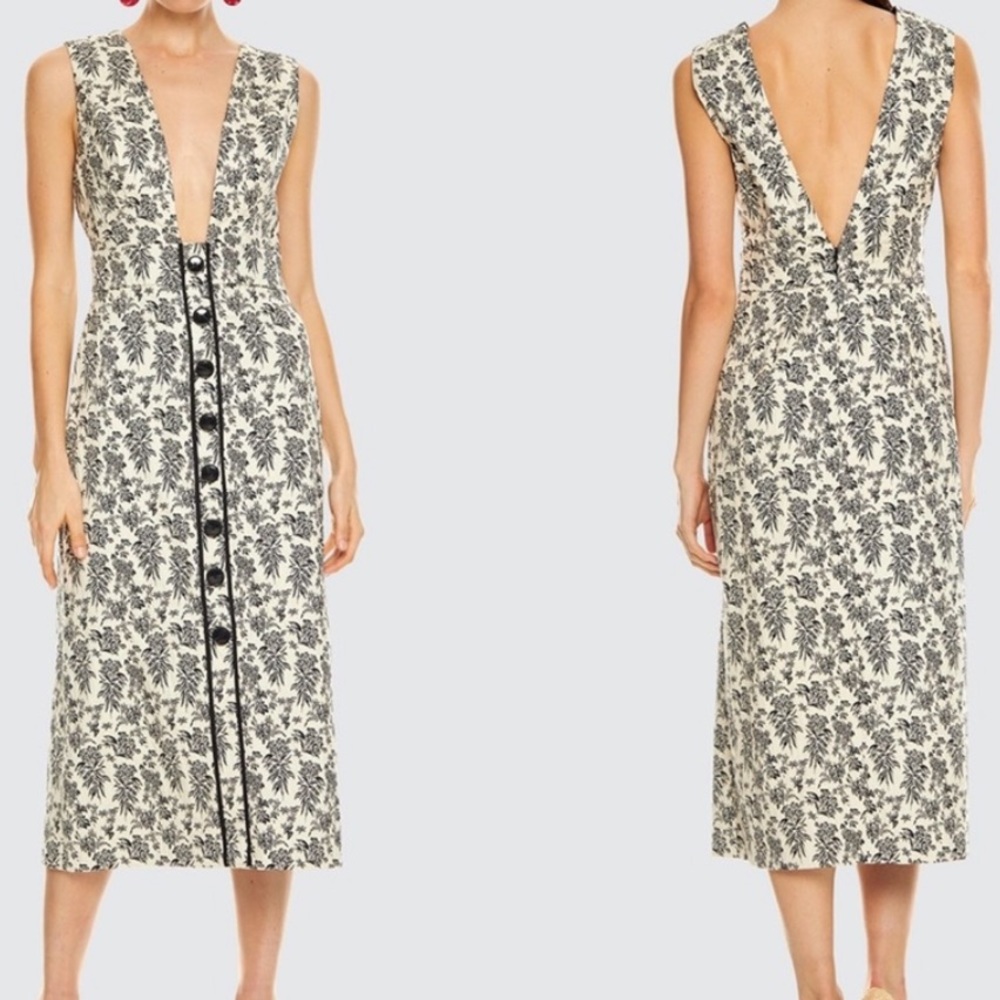 La Maison Talulah Realisiation Midi Dress in Large Vintage style button down